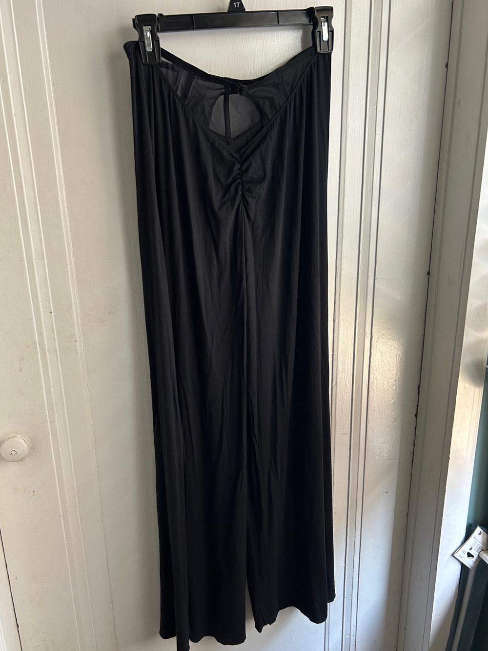 Savage X Fenty Black Wide-Leg Lounge Pants with V-Front Detail
